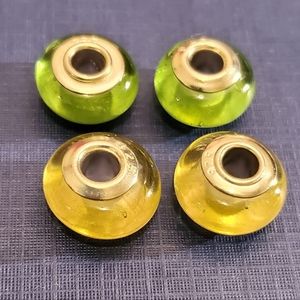 4 Sterling Silver Glass Beads for Pandora Type Bracelets